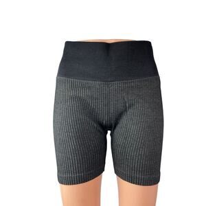 JoyLab Women's Black Ribbed High Rise Yoga Athletic Activewear Biker Shorts L/XL